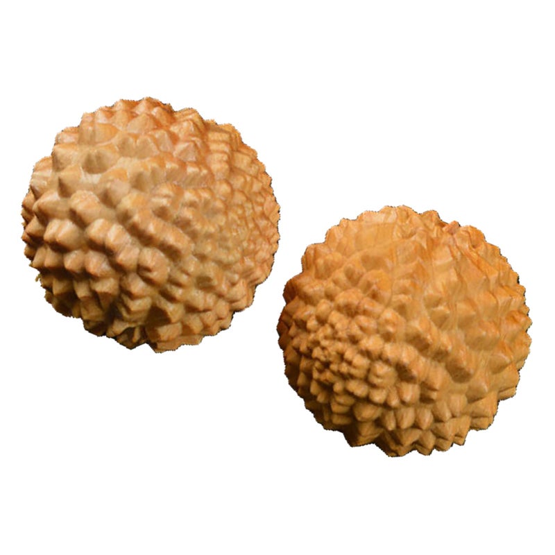 2pcs Wooden Hand Massage Ball Improve Flexibility with Spiky Textured, Suitable for Palm Exercise, Made from Cypress Wood, Portable Size for Elderly